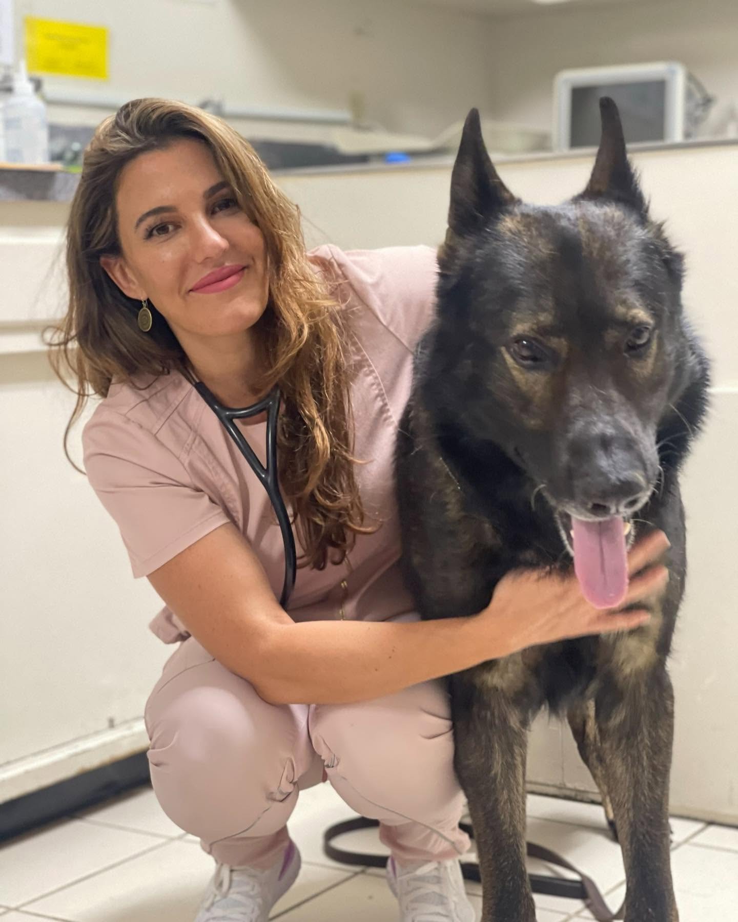 Dr. Lethicia Lepera, owner and veterinarian at Mesa West Pet Hospital, with a patient
